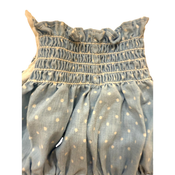 Vintage Polar Romper Girls 2T Blue White Polka Dot Smocked Infantwear Made USA - Picture 4 of 6